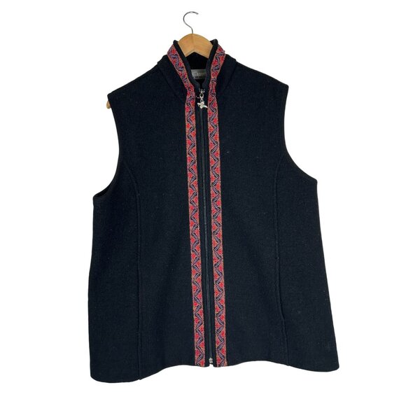 VTG Tundra Sport Canada 100% Wool Vest Black/Red Full Zip LARGE - Picture 8 of 13